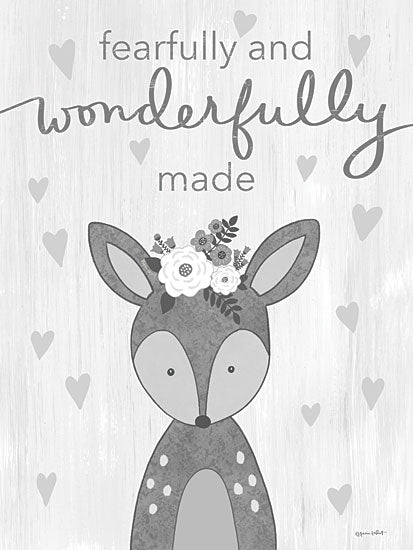 Annie LaPoint ALP2366 - ALP2366 - Wonderfully Made - 12x16 Baby, New Baby, Baby's Room, Fearfully and Wonderfully Made, Typography, Signs, Textual Art, Deer, Floral Crown, Hearts from Penny Lane