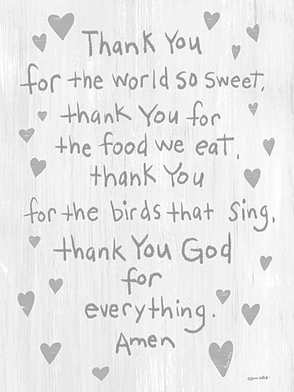 Annie LaPoint ALP2367 - ALP2367 - Thank You God for Everything - 12x16 Inspirational, Children, Thank You for the World So Sweet, Typography, Signs, Textual Art, Hearts, Love, Gray, Prayer, Religious from Penny Lane