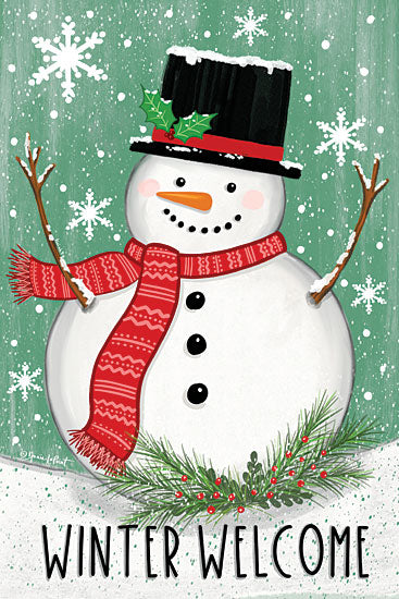 Annie LaPoint ALP2409 - ALP2409 - Winter Welcome Snowman - 12x18 Snowman, Winter, Snow, Winter Welcome, Typography, Signs, Textual Art, Whimsical, Snowflakes from Penny Lane