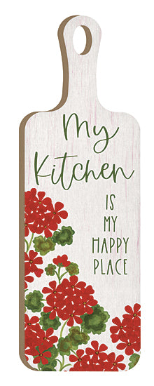 Annie LaPoint ALP2424CB - ALP2424CB - My Kitchen Geraniums - 6x18 Kitchen, Cutting Board, My Kitchen is My Happy Place, Typography, Signs, Textual Art, Flowers, Red Flowers, Geraniums from Penny Lane