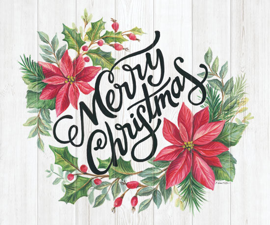 Diane Kater ART1166 - ART1166 - Merry Christmas Swag - 12x16 Signs, Typography, Merry Christmas, Poinsettias, Wreath, Ivy, Wood Planks from Penny Lane
