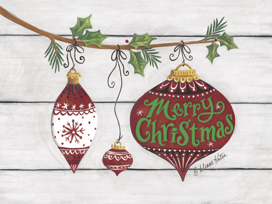 Diane Kater ART1192 - ART1192 - Merry Christmas Ornaments  - 16x12 Holidays, Ornaments, Christmas, Shiplap, Holly from Penny Lane
