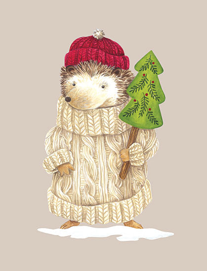 Diane Kater ART1248 - ART1248 - Hedgehog in Sweater - 12x16 Hedgehog, Whimsical, Winter, Tree, Animals in Sweaters, Animals from Penny Lane