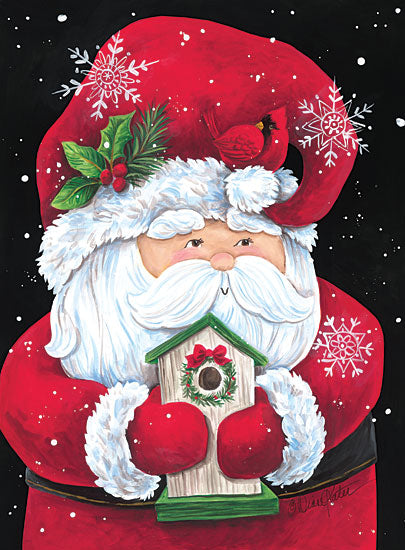 Diane Kater ART1255 - ART1255 - Santa with Birdhouse - 12x16 Santa Claus, Christmas, Holidays, Birdhouse, Snowflakes from Penny Lane