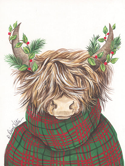 Diane Kater ART1290 - ART1290 - Christmas Highland Cow - 12x16 Christmas, Holidays, Cow, Highland Cow, Lodge, Winter, Whimsical from Penny Lane
