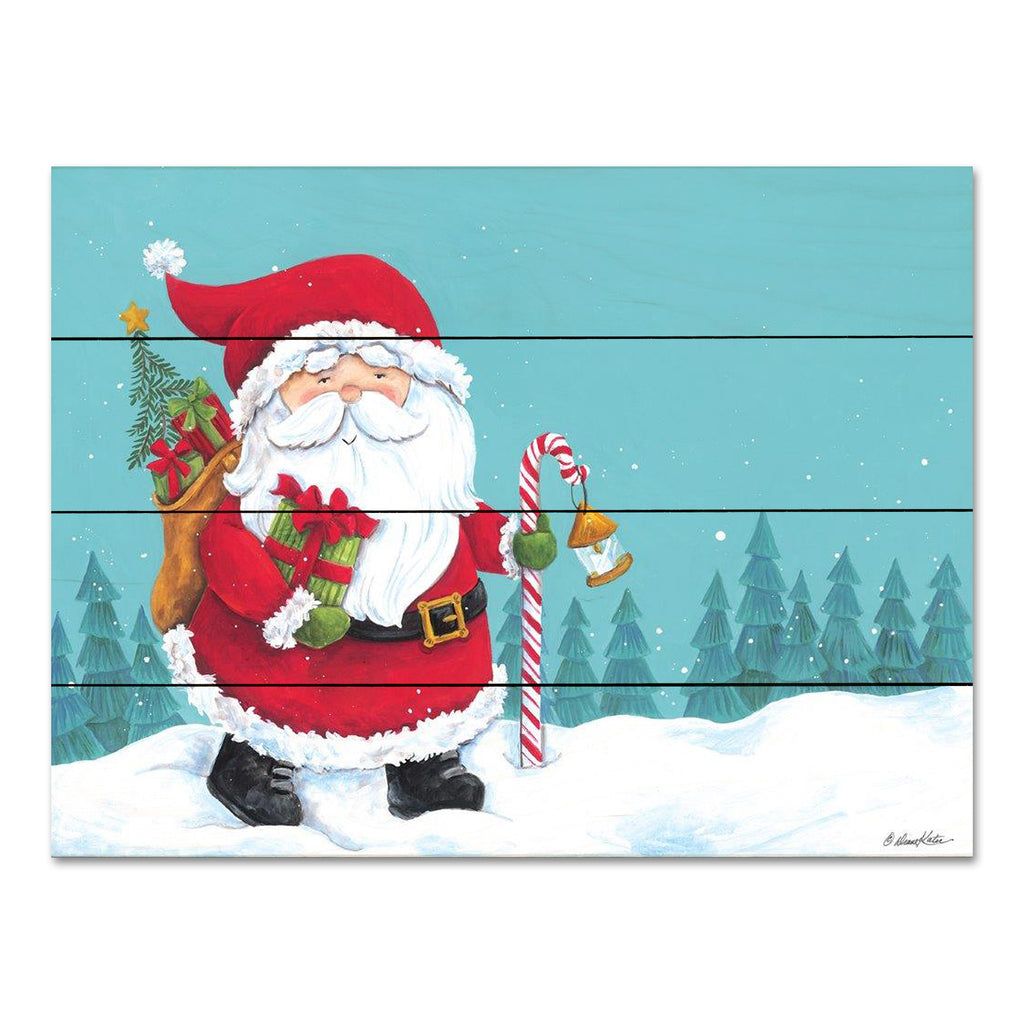 Diane Kater ART1308PAL - ART1308PAL - Candy Cane Lantern Santa - 16x12 Christmas, Holidays, Santa Claus, Presents, Whimsical, Trees, Winter from Penny Lane