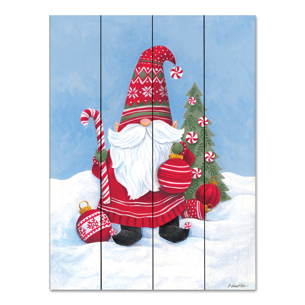 Diane Kater ART1309PAL - ART1309PAL - Gnome Santa - 12x16 Christmas, Holidays, Santa Claus, Gnomes, Sweater, Candy Canes, Red & White, Winter from Penny Lane