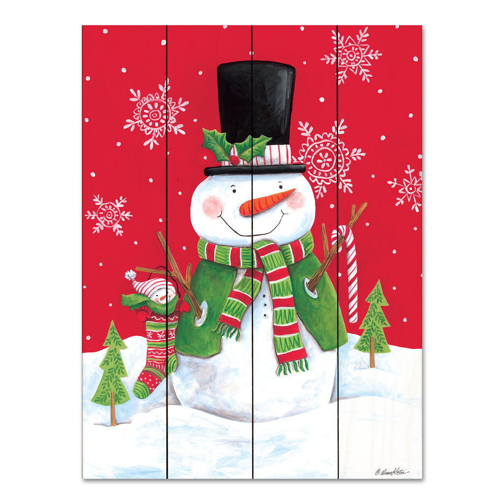 Diane Kater ART1312PAL - ART1312PAL - Baby in Stocking wit Snowman - 12x16 Christmas, Holidays, Snowmen, Winter, Snowflakes, Christmas Decorations, Christmas Stocking, Candy Cane, Christmas Trees, Snow from Penny Lane