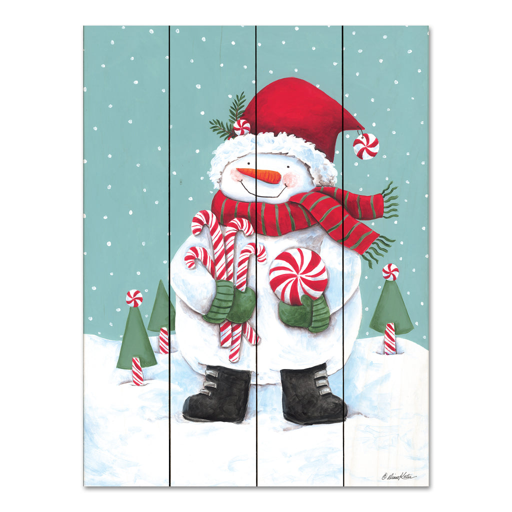 Diane Kater ART1313PAL - ART1313PAL - Candy Snowman - 12x16 Christmas, Holidays, Snowmen, Winter, Snowflakes, , Candy Canes, Christmas Trees, Snow from Penny Lane