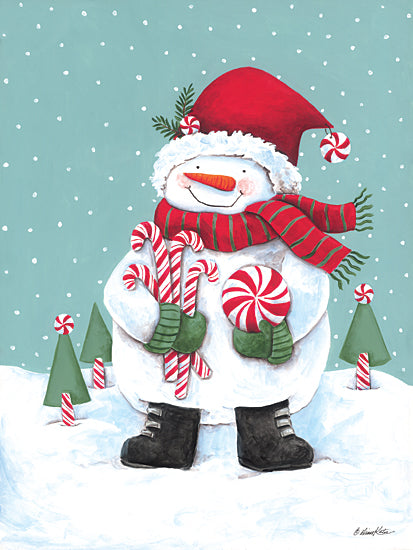 Diane Kater ART1313 - ART1313 - Candy Snowman - 12x16 Christmas, Holidays, Snowmen, Winter, Snowflakes, , Candy Canes, Christmas Trees, Snow from Penny Lane