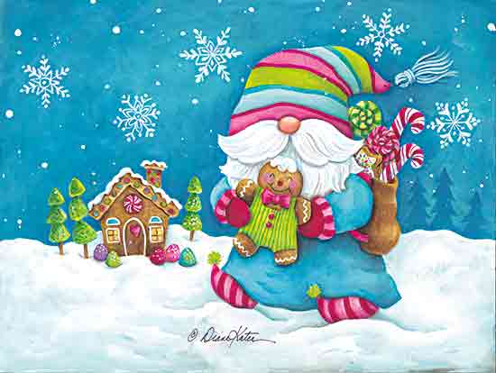 Diane Kater ART1330 - ART1330 - Gingerbread Christmas Gnome - 16x12 Christmas, Holidays, Gnome, Gingerbread Man, Gingerbread House, Kitchen, Candy, Whimsical, Winter, Snow from Penny Lane