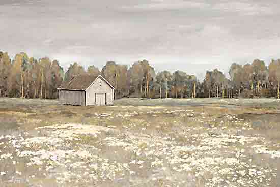 Amber Sterling AS113 - AS113 - Floral Dotted Landscape - 18x12 Landscape, Barn, Wildflowers, White Wildflowers, Trees, Tree-Line Field from Penny Lane