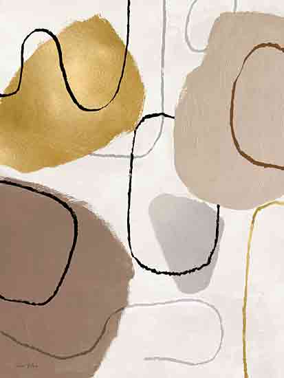 Amber Sterling AS179 - AS179 - Hidden Agenda I  - 12x16 Abstract, Contemporary, Gold, White, Tan, Black Line from Penny Lane