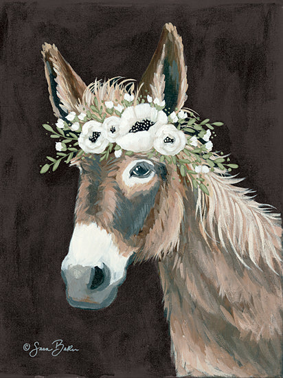 Sara Baker BAKE150 - BAKE150 - Donkey    - 12x16 Portrait, Donkey, Flowers from Penny Lane