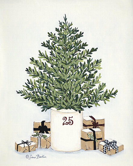 Sara Baker BAKE163 - BAKE163 - Country Crock Christmas Tree   - 12x16 Country Crock, Christmas Tree, Tree, Christmas, Presents, Country, Rustic from Penny Lane