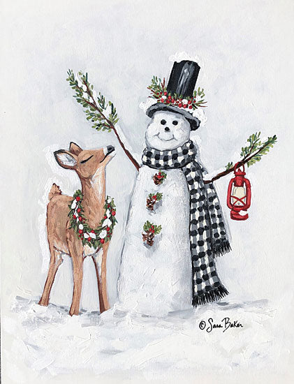 Sara Baker BAKE209 - BAKE209 - Frosty Friends I - 12x16 Snowman, Reindeer, Winter, Snow, Whimsical, Holidays, Christmas from Penny Lane