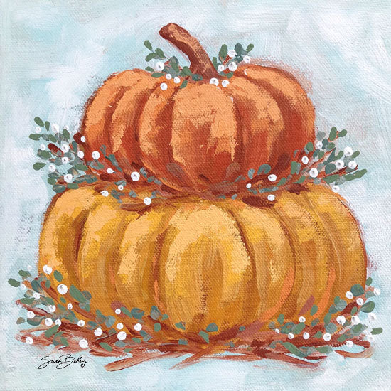 Sara Baker BAKE226 - BAKE226 - Pumpkin Stack IV - 12x12 Pumpkin Stack, Pumpkins, Berries, Autumn, Harvest, Primitive, Folk Art from Penny Lane
