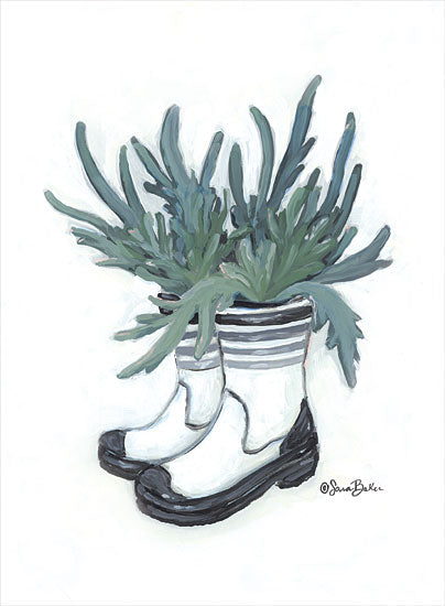Sara Baker BAKE237 - BAKE237 - Rain Boot Staghorn Fern - 12x16 Boots, Rain Boots, Ferns, Staghorn Fern Still Life, Greenery from Penny Lane