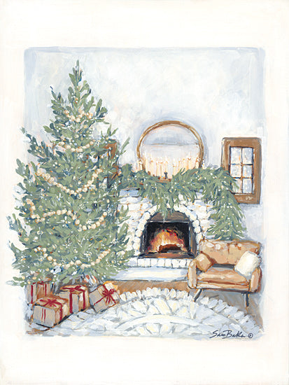 Sara Baker BAKE261 - BAKE261 - Fireside Bungalow - 12x16 Christmas, Holidays, Christmas Tree, Winter, Cozy, Traditional from Penny Lane