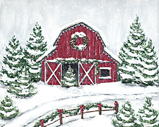 Sara Baker BAKE274 - BAKE274 - Tree Farm Barn - 16x12 Christmas, Holidays, Winter, Barn, Farm, Trees, Snow, Red Barn, Farmhouse/Country from Penny Lane