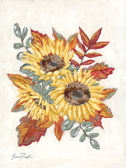 Sara Baker BAKE286 - BAKE286 - Sunflower Fall Foliage - 12x16 Sunflowers, Flowers, Leaves, Greenery, Fall, Autumn from Penny Lane