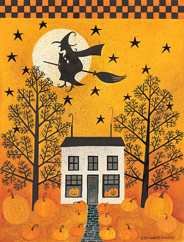 Bernadette Deming BER1216 - Halloween Ride - Witch, House, Trees, Moon from Penny Lane Publishing
