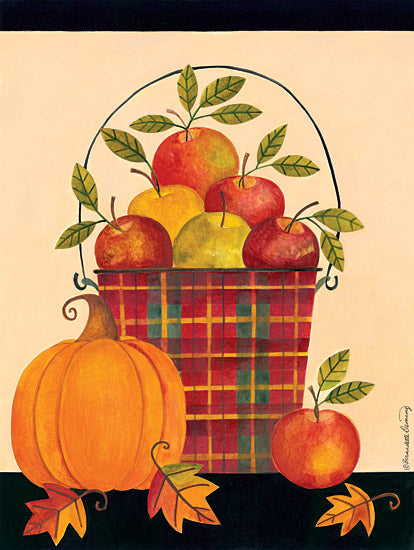 Bernadette Deming BER1224 - Apples in Plaid Pail - Plaid, Pail, Apples, Pumpkin, Leaves from Penny Lane Publishing