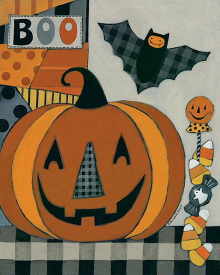 Bernadette Deming BER1411 - BER1411 - Boo Jack O'lantern - 12x16 Halloween, Pumpkin, Bat, Candy, Halloween Icons, Boo, Patchwork, Signs from Penny Lane