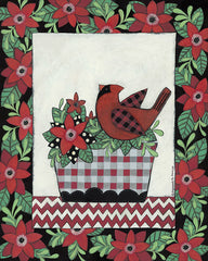 BER1434 - Cardinal and Red Christmas Flowers - 0