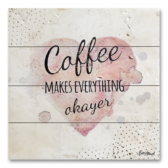 Britt Hallowell BHAR579PAL - BHAR579PAL - Coffee Makes Everything Okayer - 12x12 Coffee Makes Everything Oakyer, Heart, Coffee, Kitchen, Typography, Signs from Penny Lane