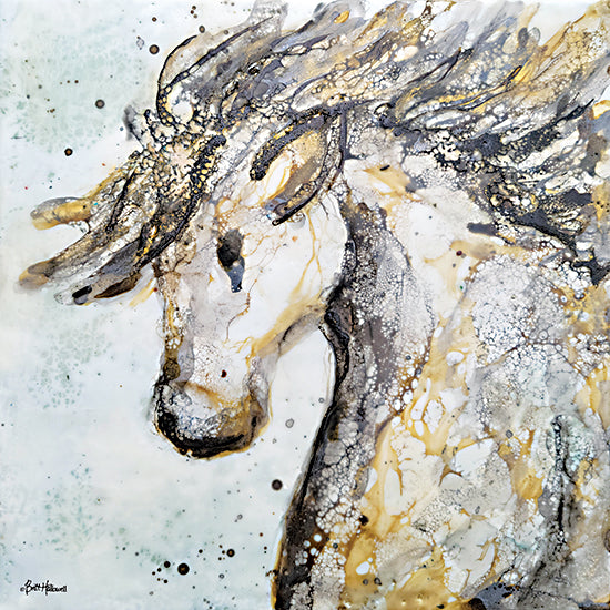 Britt Hallowell BHAR586 - BHAR586 - Running Wild - 12x12 Abstract, Horses, Gold, Profile, Textured from Penny Lane