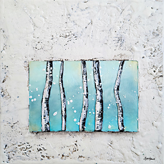 Britt Hallowell BHAR589 - BHAR589 - Window to Nature III - 12x12 Abstract, Blue, Birch Trees, Textured, Contemporary from Penny Lane