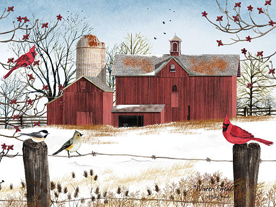 Billy Jacobs BJ1038 - Winter Friends - Winter, Birds, Cardinals, Barn, Snow, Thistle from Penny Lane Publishing