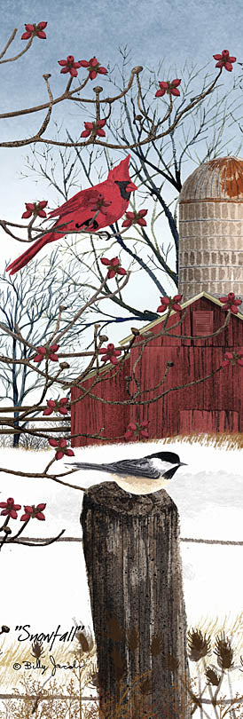 Billy Jacobs BJ1074C - BJ1074C - Snowfall - 12x36 Cardinals, Fence Post, Winter Snow, Barn, Farm, Birds from Penny Lane