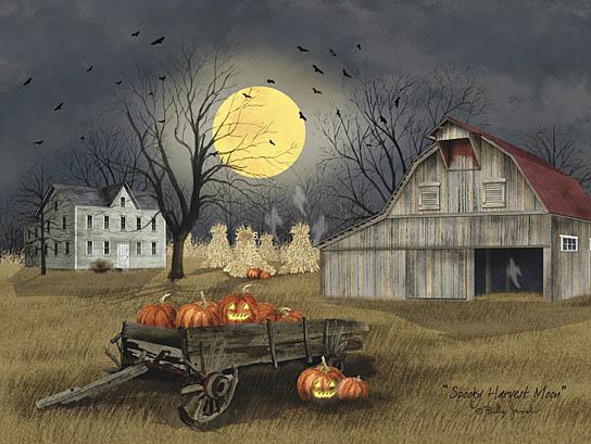 Billy Jacobs BJ1097A - Spooky Harvest Moon - Moon, Farm, Barn, Pumpkins, Wagon, Night, Autumn from Penny Lane Publishing