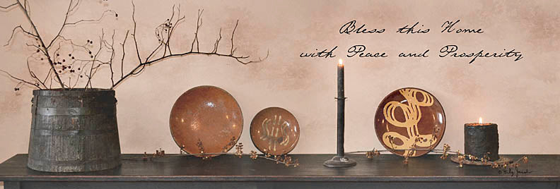 Billy Jacobs BJ1124 - Bless This Home with Peace and Prosperity - Shelf, Candles, Still Life, Berries, Inspiring from Penny Lane Publishing
