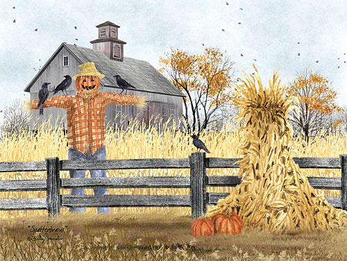 Billy Jacobs BJ1163 - Scatterbrains - Scarecrow, Haystack, Pumpkins, Barn, Crows, Field from Penny Lane Publishing