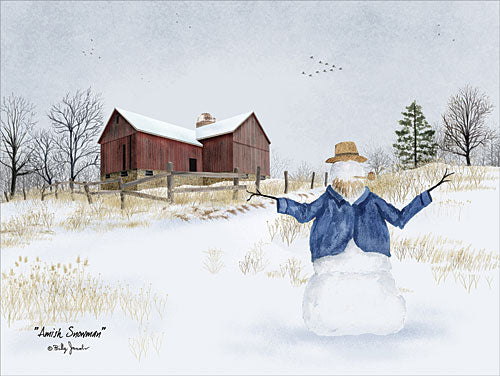 Billy Jacobs BJ1164 - Amish Snowman - Amish, Snowman, Snow, Meadow, Field, Barn from Penny Lane Publishing