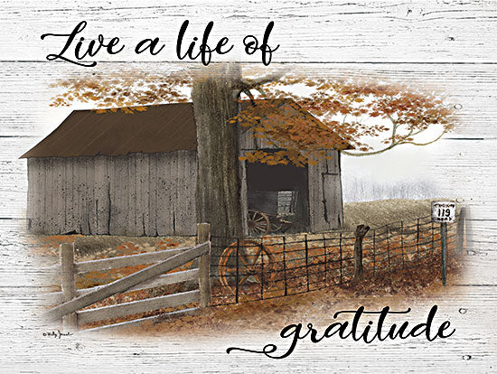 Billy Jacobs BJ1288 - BJ1288 - Live a Life of Gratitude - 16x12 Inspirational, Barn, Farm, Live a Life of Gratitude, Typography, Signs, Textual Art, Vintage, Fall, Leaves, Folk Art, Wood Background from Penny Lane