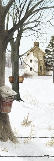 Billy Jacobs BJ1316B - BJ1316B - Waiting for Spring Panel I - 12x36 Folk Art, Winter, Snow, Landscape, Maple Sugaring, Maple Syrup, Homestead, Buckets, Trees, Waiting for Spring from Penny Lane