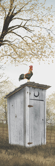 Billy Jacobs BJ1321B - BJ1321B - Morning Commute Panel - 12x36 Folk Art, Outhouse, Rooster, Bathroom, Primitive, Landscape, Morning, Nature from Penny Lane