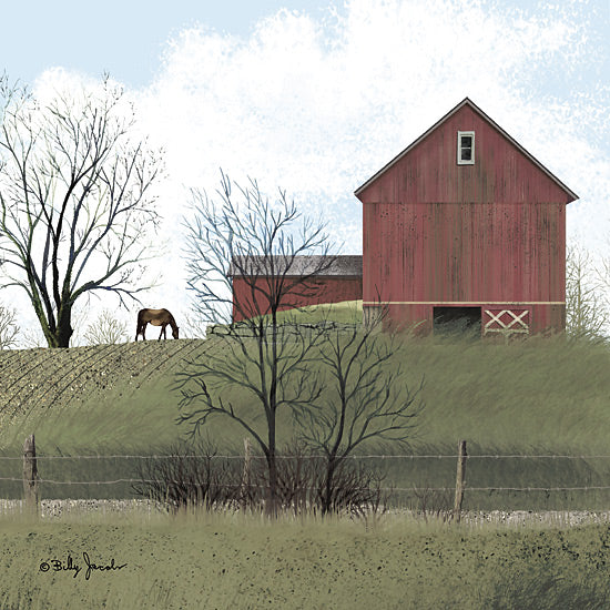 Billy Jacobs BJ1331 - BJ1331 - Rural Route II - 12x12 Folk Art, Farm, Horse, Barn, Red Barn, Farmhouse/Country, Landscape, Rural Route from Penny Lane