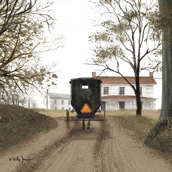 Billy Jacobs BJ1336 - BJ1336 - Headin' Home II - 12x12 Folk Art, Religion, Amish, Buggy, Road, House, Homestead, Landscape, Headin' Home from Penny Lane