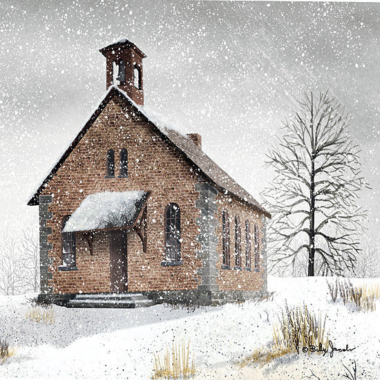 Billy Jacobs BJ1345 - BJ1345 - Snow Day II - 12x12 Religious, Church, Folk Art, Brick Church, Winter, Snow, Country Church, Snow Day from Penny Lane