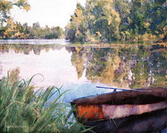 BLUE393 - Rowboat Pond Landscape - 16x12