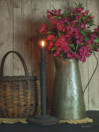 Susie Boyer BOY373 - Basket and Blossoms - Floral, Primitive, Still Life, Basket from Penny Lane Publishing