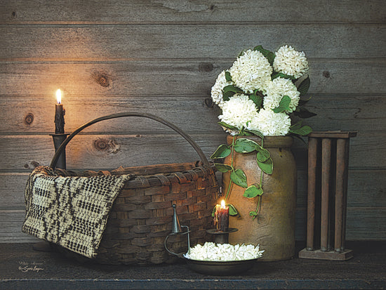 Susie Boyer BOY379 - White Flowers - Still Life, Candle, Basket, White Flowers from Penny Lane Publishing