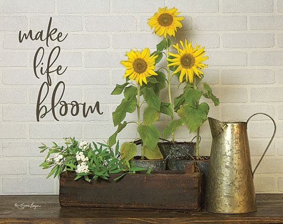 Susie Boyer BOY517 - BOY517 - Make Life Bloom    - 16x12 Signs, Typography, Make Life Bloom, Sunflowers, Watering Can from Penny Lane