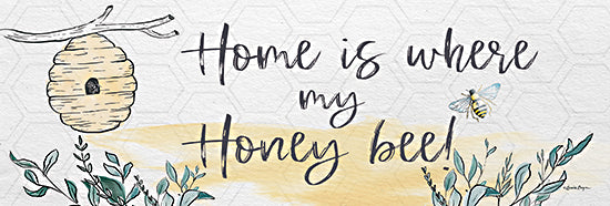 Susie Boyer BOY610A - BOY610A - Home Is Where My Honey Bee   - 36x12 Inspiritional, Honey Bees, Home, Typography, Signs, Home is Where My Honey Bee, Bees, Beehive, Honeycomb, Greenery, Spring from Penny Lane