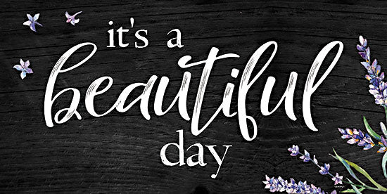 Susie Boyer BOY626 - BOY626 - It's a Beautiful Day     - 18x9 It's a Beautiful Day, Lavender, Black Background, Typography, Signs from Penny Lane